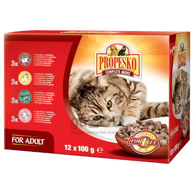 PROPESKO Cat kapsičky kúsky v šťave hovädzie, kura, zverina, jahňa 12x100g