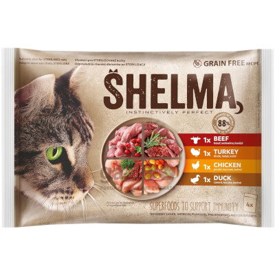 SHELMA kapsičky hovädzie, moriak, hydina, kačka 4x85g