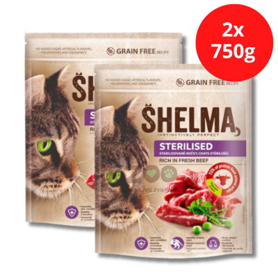 SHELMA Adult Sterile s čerstvým hovädzím mäsom 2x750g
