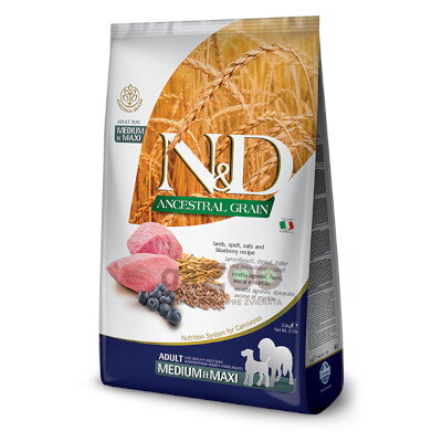 N&D dog AG Adult Medium & Maxi Lamb, Spelt, Oats & Blueberry