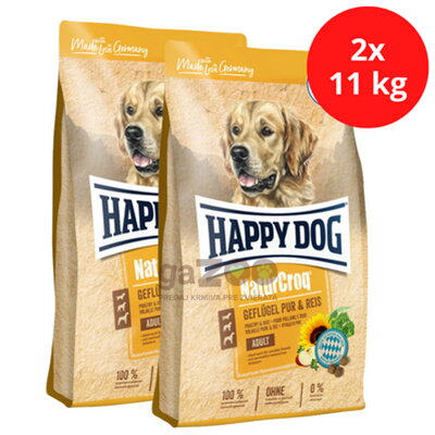 HAPPY DOG Naturcroq Geflügel Pur & Reis 2x11kg
