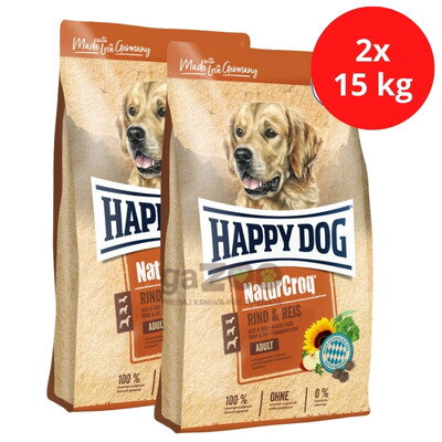 HAPPY DOG Naturcroq Rind & Reis 2x15kg