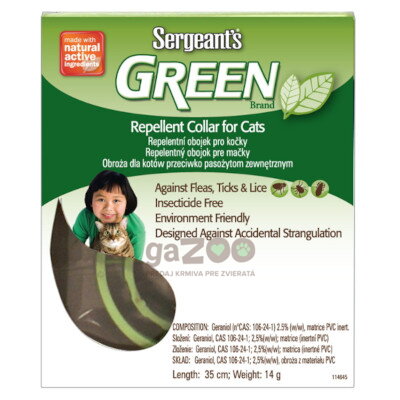 SERGEANT´S Green repelentný obojok pre mačky 35cm