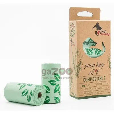 PETBUDDY kompostovateľné vrecká na exkrementy zelené s potlačou 4ks / 15 sáčkov