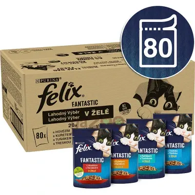 FELIX Fantastic mixovaný výber hovädzie/kura/tuniak/treska 80x85g