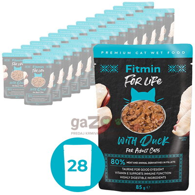 FITMIN cat For Life kačacia kapsička pre mačky 28x85g