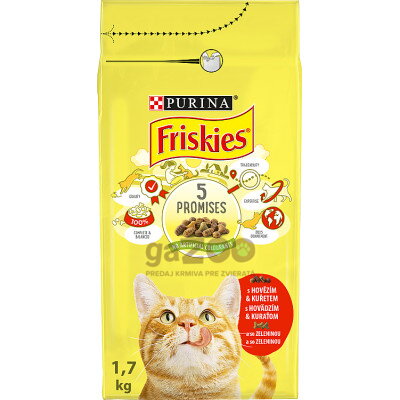FRISKIES cat Adult s hovädzím, kuracím a so zeleninou 1,7kg