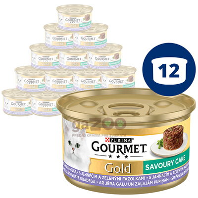 GOURMET Gold Savoury Cake s jahňacím a zelenými fazuľkami 12x85g