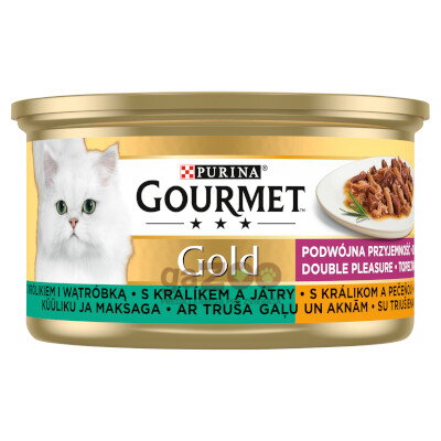 GOURMET Gold Double Pleasure s králikom a pečeňou 85g