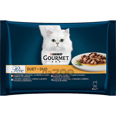 GOURMET Perle Multipack DUO mäsový výber hovädzie / kuracie 4x85g