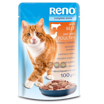 RENO Cat kúsky - hovädzie + hydina 100g
