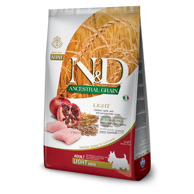 N&D dog AG Adult Light Mini Chicken, Spelt, Oats & Pomegranate 2,5kg