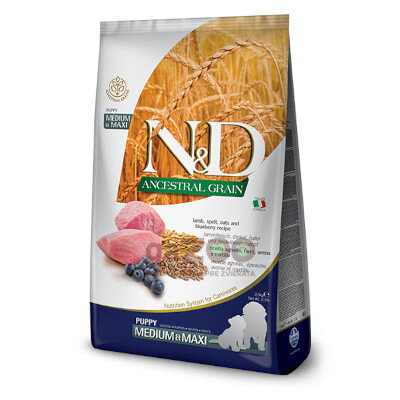 N&D dog AG Puppy Medium & Maxi, Lamb, Spelt, Oats & Blueberry