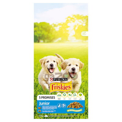 FRISKIES dog Junior s kuraťom a zeleninou s mliekom 15kg