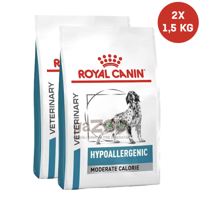 Royal Canin Veterinary Health Nutrition Dog Hypoallergenic Moderate Calorie 2 x 1,5 kg
