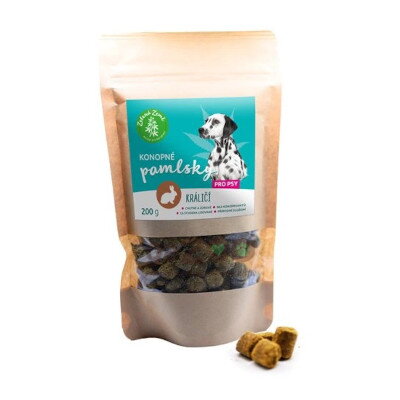 Konopné maškrty pre psov, príchuť králika, 200g