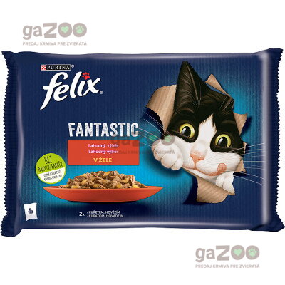 FELIX Fantastic s hovädzím a kuraťom v želé 4 x 85 g