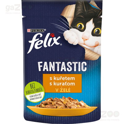 Kapsička pre mačky Felix Fantastic s kuraťom v želé, chutné krmivo pre každú mačku.
