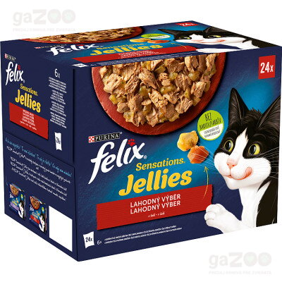 FELIX Sensations Jellies výber v ochutenom želé hovädzie/kura/kačka/jahňa 24 x 85 g