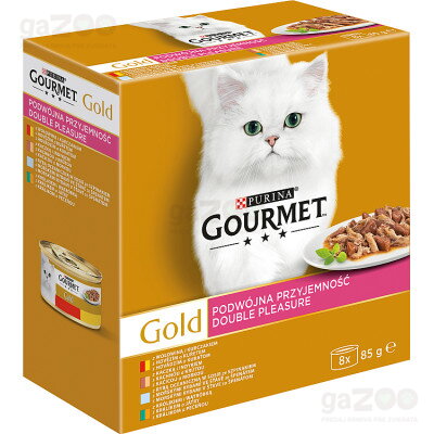 Kompletné krmivo pre mačky v konzerve, lahodné kúsky a plátky GOURMET Gold .