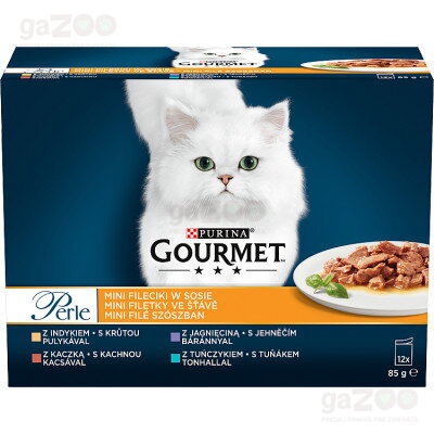 Lahodné filteky v kapsičkách Gourmet Perle pre všetky dospelé mačky. Výber mix v multibalení Gourmet Perle 12x85g.