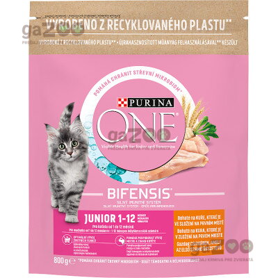 PURINA ONE Junior pre mačiatka vo veku 1-12 mesiacov bohaté na kura 800g