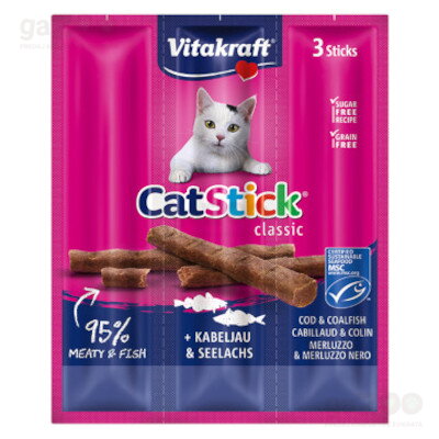  VÝPREDAJ  VITAKRAFT Cat Stick classic treska a tmavá treska 3ks EXP 27.05.24
