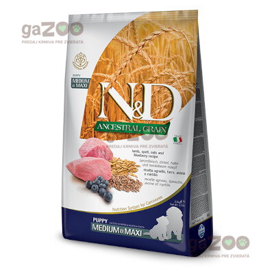 N&D dog AG Puppy Medium & Maxi, Lamb, Spelt, Oats & Blueberry