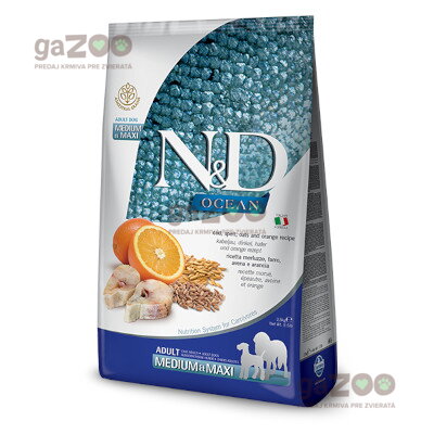 N&D dog Ocean Adult Medium & Maxi Codfish, Spelt, Oats and Orange