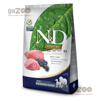 N&D dog PRIME (GF) Adult Medium & Maxi Lamb & Blueberry 12kg