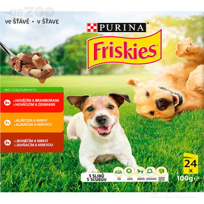 FRISKIES dog Adult multipack s hovädzím, s kuraťom a jahňacím v šťave 24 x 100 g
