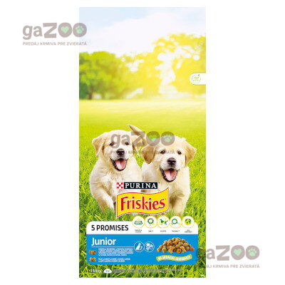 FRISKIES dog Junior s kuraťom a zeleninou s mliekom 15kg