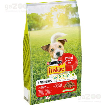 Chutné a zdravé granule pre malých psov Friskies Mini Menu.
