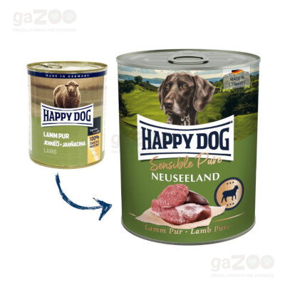 HAPPY DOG Lamm Pur Neuseeland, mäsová konzerva s jahňacím, bez pridaných rastlinných zložiek.