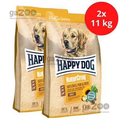 HAPPY DOG Naturcroq Geflügel Pur & Reis 2x11kg