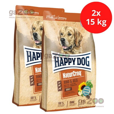 HAPPY DOG Naturcroq Rind & Reis 2x15kg