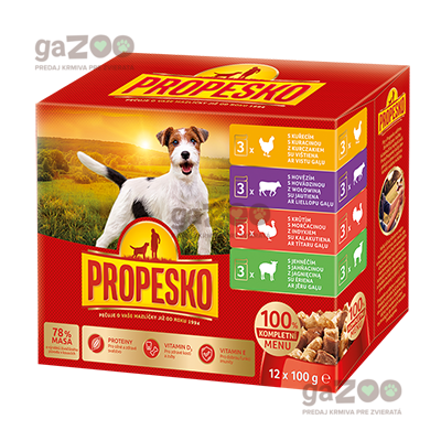 PROPESKO Dog kúsky v omáčke kura, hovädzie, morčacie, jahňa 12x100g