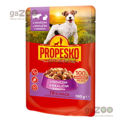 PROPESKO Dog kúsky v omáčke hovädzie + králik 100g