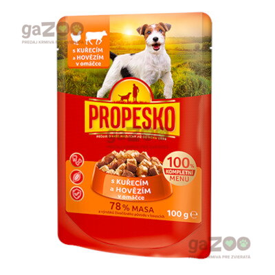  VÝPREDAJ  PROPESKO Dog kúsky v omáčke kura + hovädzie 100g EXP 22.04.24