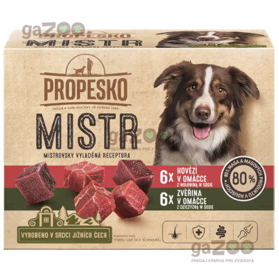 PROPESKO Mistr dog kapsičky s hovädzím a zverinou v omáčke 12x85g