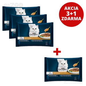   AKCIA 3+1   GOURMET Perle Gravy Delight Multipack s lososom a s tuniakom v ochutených omáčkach 4 x 85 g