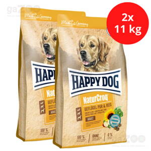 HAPPY DOG Naturcroq Geflügel Pur & Reis 2x11kg