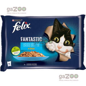 FELIX Fantastic s lososom a platesou v želé 4 x 85 g