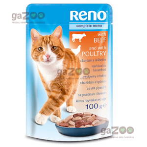 BONUS RENO Cat kúsky - hovädzie + hydina 100g