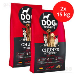 HAPPY DOG Dogs favorit Chunks with Beef 2x15 kg