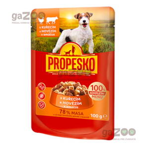 PROPESKO Dog kúsky v omáčke kura + hovädzie 100g